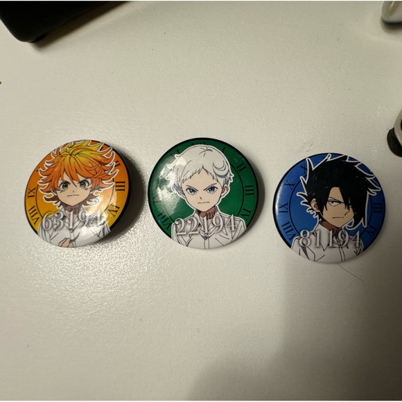 The Promised Neverland, Emma, Norman, and Ray Anime Character Pins - Picture 2 of 4